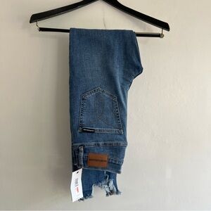 Calvin Klein High Rise Straight Denim Jeans Medium Wash Raw Hem Women’s 26